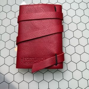 Portland Leather Goods Small Leather Wrap Journal in Cranberry
